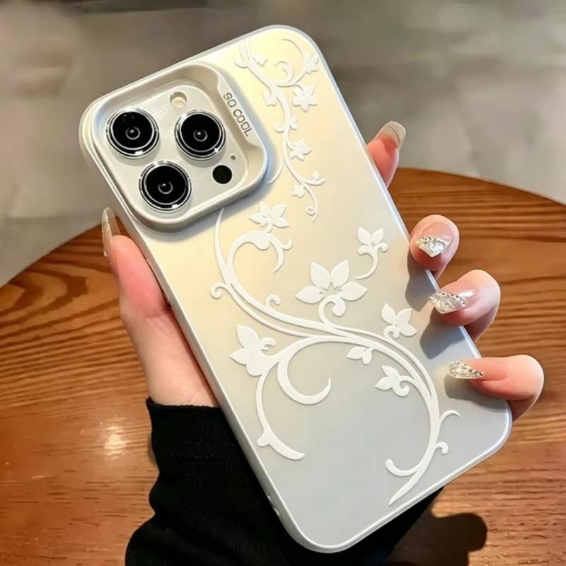 Минималистичный Элегантный Чехол для Телефона с Цветочной Лозой для iPhone 17 11 12 13 Pro Max 15 16 17 Plus 16E 17 Air X XR Ударопрочная Задняя Крышка