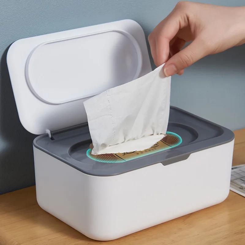 Portable Tissue Storage Box with Lid Dustproof Cover for Wet Wipes Dispenser Home Office Mask Storage Box Sealed Organizer