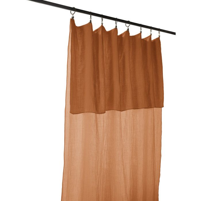 Rideau ajustable + 8 anneaux pince "Gaïa" 140 x 300 cm "Gaze de Coton" - Abricot