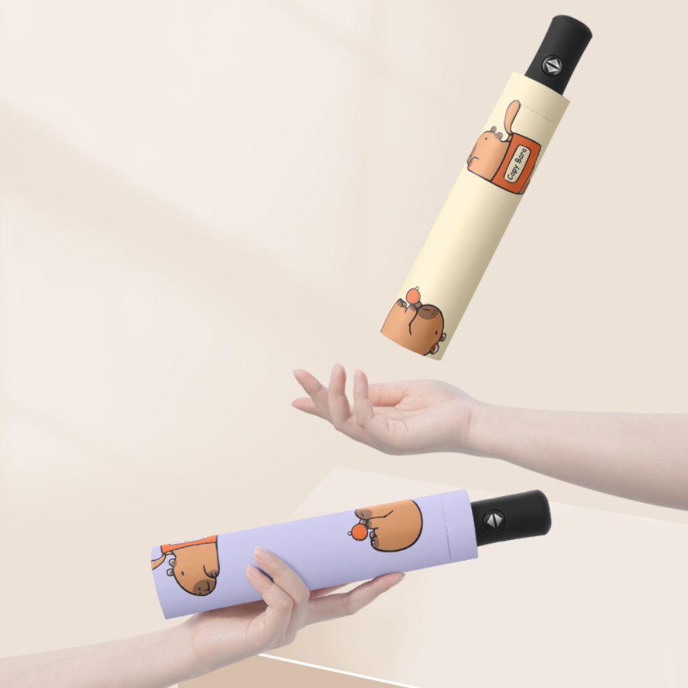 Black Glue Parasol Cute Three-fold Umbrella New Capybara Umbrella