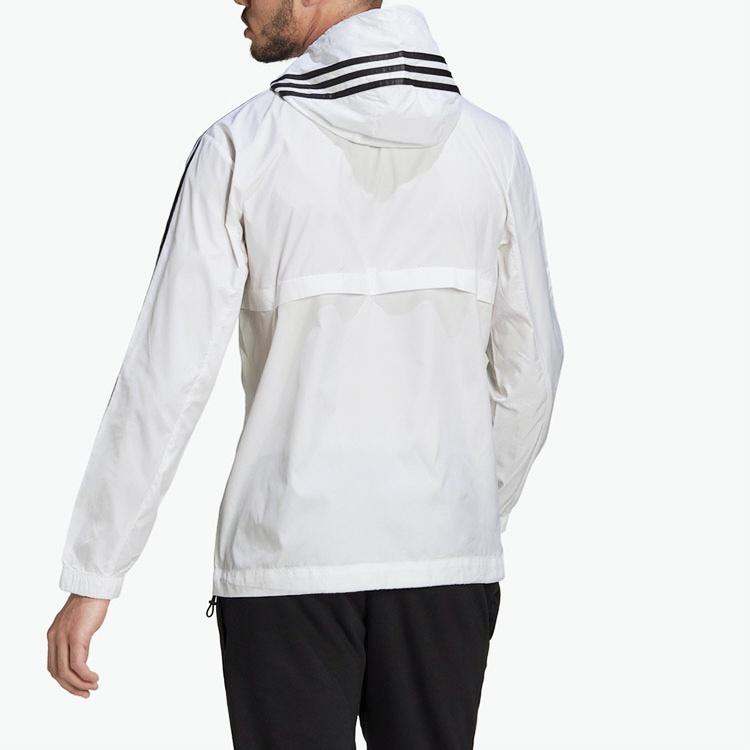 adidas Stripe Logo Micro Mark Printing Sports Training Hooded Jacket White Men's HE4320