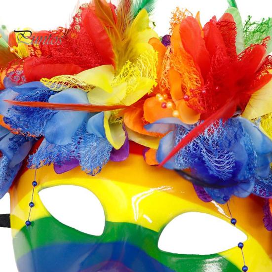 Прочная маска Mardi Gras из твердого пластика для мужчин и женщин, красочная радужная маскарадная маска с перьями, карнавальная, венецианская, для вечеринки, Хэллоуина, косплея