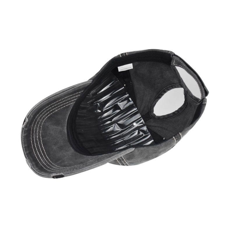 New Fashion Women Ponytail Cap Sequins 5-Point Star Hole Design Baseball Cap Female Washed Cotton Streetwear Hats