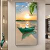 Nordic Simple Seaside Boat Scenery HD Pictures Beach Sunset Canvas Painting Wall Art Seascape Posters Porch Wall Decor No Frame