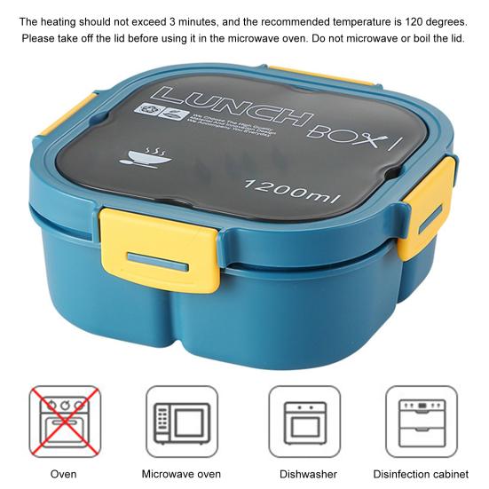 Student Bento Box Thick Material Partition High Capacity Anti-leak Three Compartments Food Storage Leakproof Micro Heated Students