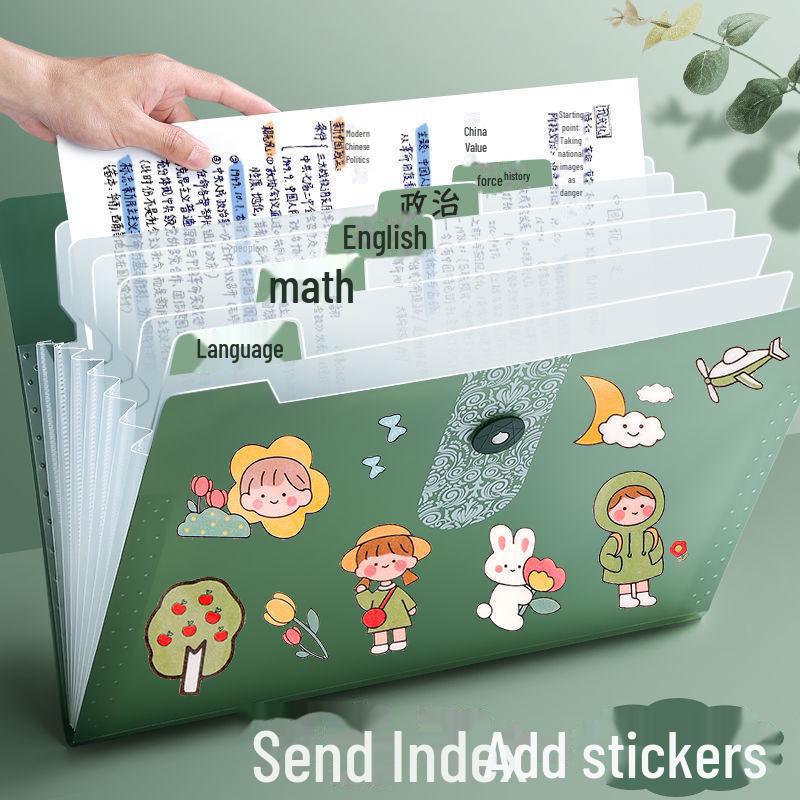 Симпатичная прозрачная папка-гармошка с 12 отделениями для документов формата А4 и студенческих работ