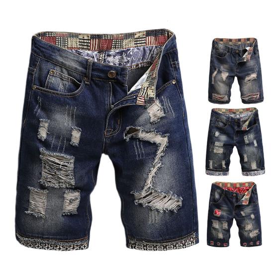 Мужские летние джинсовые шорты в стиле ретро со средней посадкой, рваные шорты с нашивками, прямые брюки с карманами, джинсовые шорты, уличная одежда