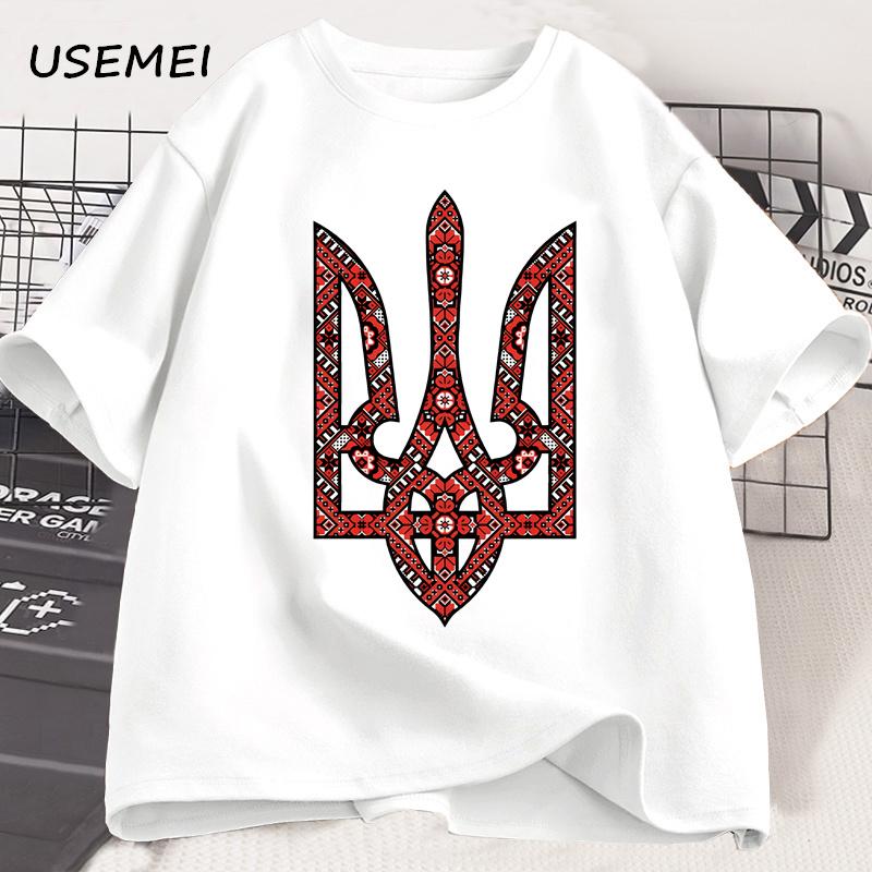 Ukraine Emblem Coat of Arms Tryzub T Shirt Men Women Harajuku Cotton Short Sleeve T-shirt Ukrainian T Shirts Man Clothes