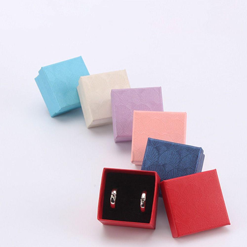 6Pcs Sponge Case Jewelry Gift Box Paper Jewelry Display Box High Quality Ring Box  Wedding Favors