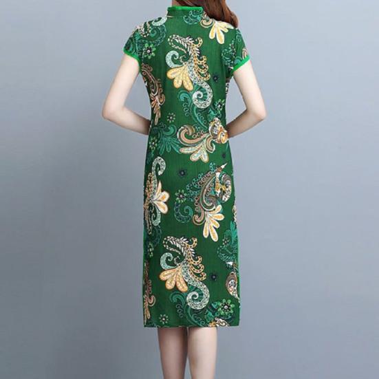 Леди Cheongsam в китайском стиле, винтажный воротник-стойка с высоким разрезом, летнее Ципао для сценического шоу