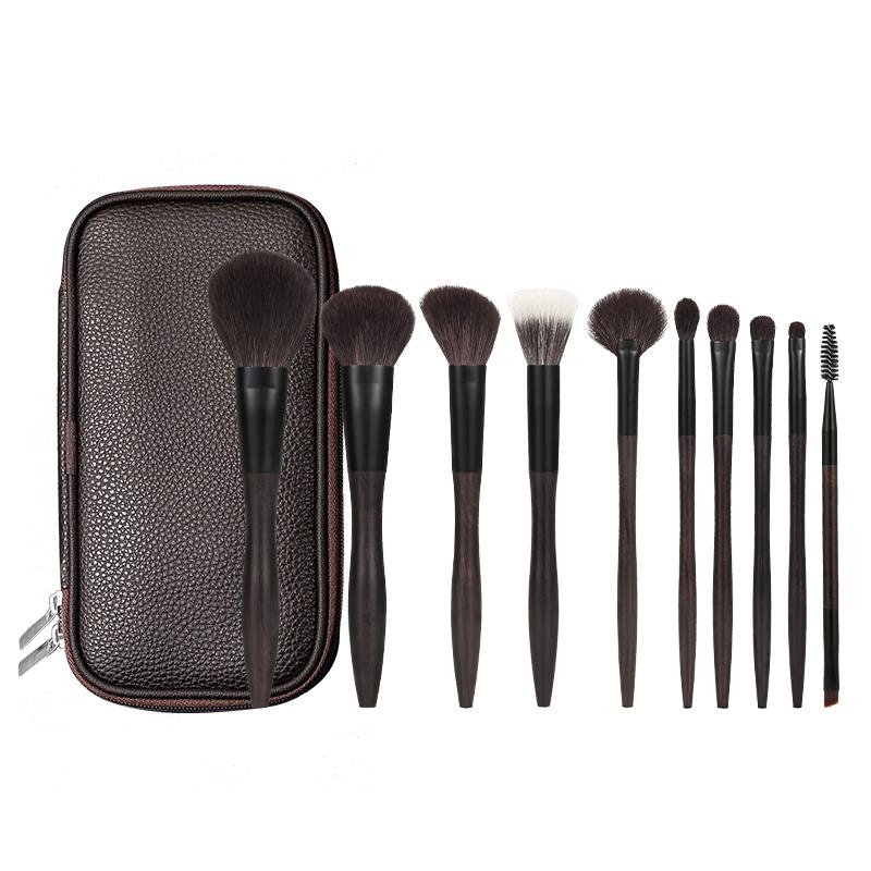 10Pcs Matte Gray Handle Makeup Brush Set Rubber Paint Soft Dense Fiber Face Eye Brushes Professional Elegant Kit