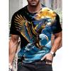 Men's 3D Eagle Pattern T-shirt - Short Sleeve, Round Neck, Vibrant Eagle Wolf Design, Summer Casual Street Wear