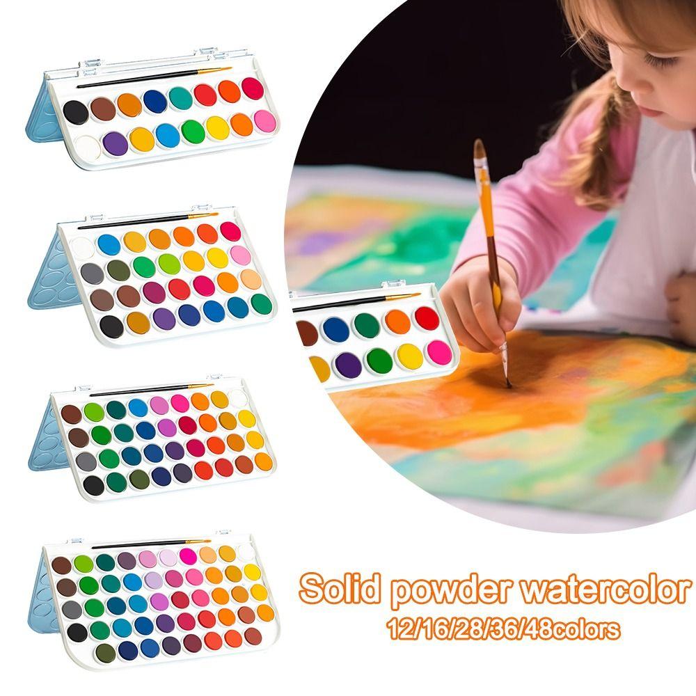 12/16/28/36/48 цветов с водяной кистью-ручкой, набор акварельных красок для рисования, принадлежности для рисования
