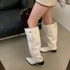 Big Tube Around Boots Women's Autumn and Winter New Fashion Babes But Knee Boots Pointed Thick Heel Black Pile Boots