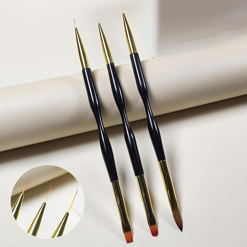 Набор кистей для французского маникюра с полосками из 3 штук, кисть-лайнер, кончик, ручка для рисования ультратонких линий, двусторонние кисти для гелевой краски, инструменты для маникюра