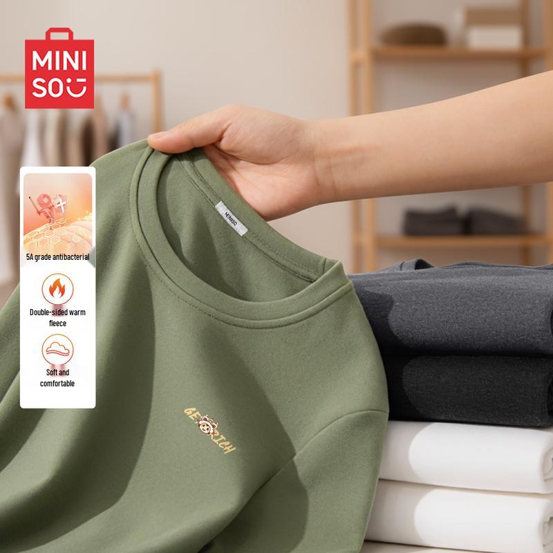 MINISO Мужская футболка с длинным рукавом и плюшевой подкладкой, год Лошади
