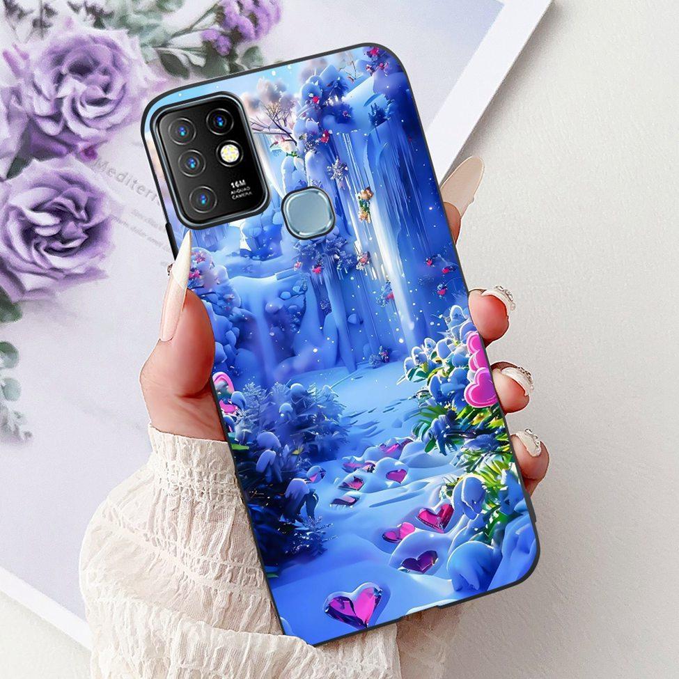 Для Infinix Hot 10 Чехол Силиконовый Милый Кот Модные Цветы Роскошная Расписная Задняя Крышка Для Чехла Телефона Inifnix Hot 10 X682B X682C