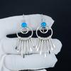 Серьги-крючки из драгоценных камней синего халцедона, серьги из стерлингового серебра 925 пробы, серьги-подвески из серебра ручной работы в стиле бохо, подарок на день святого Валентина