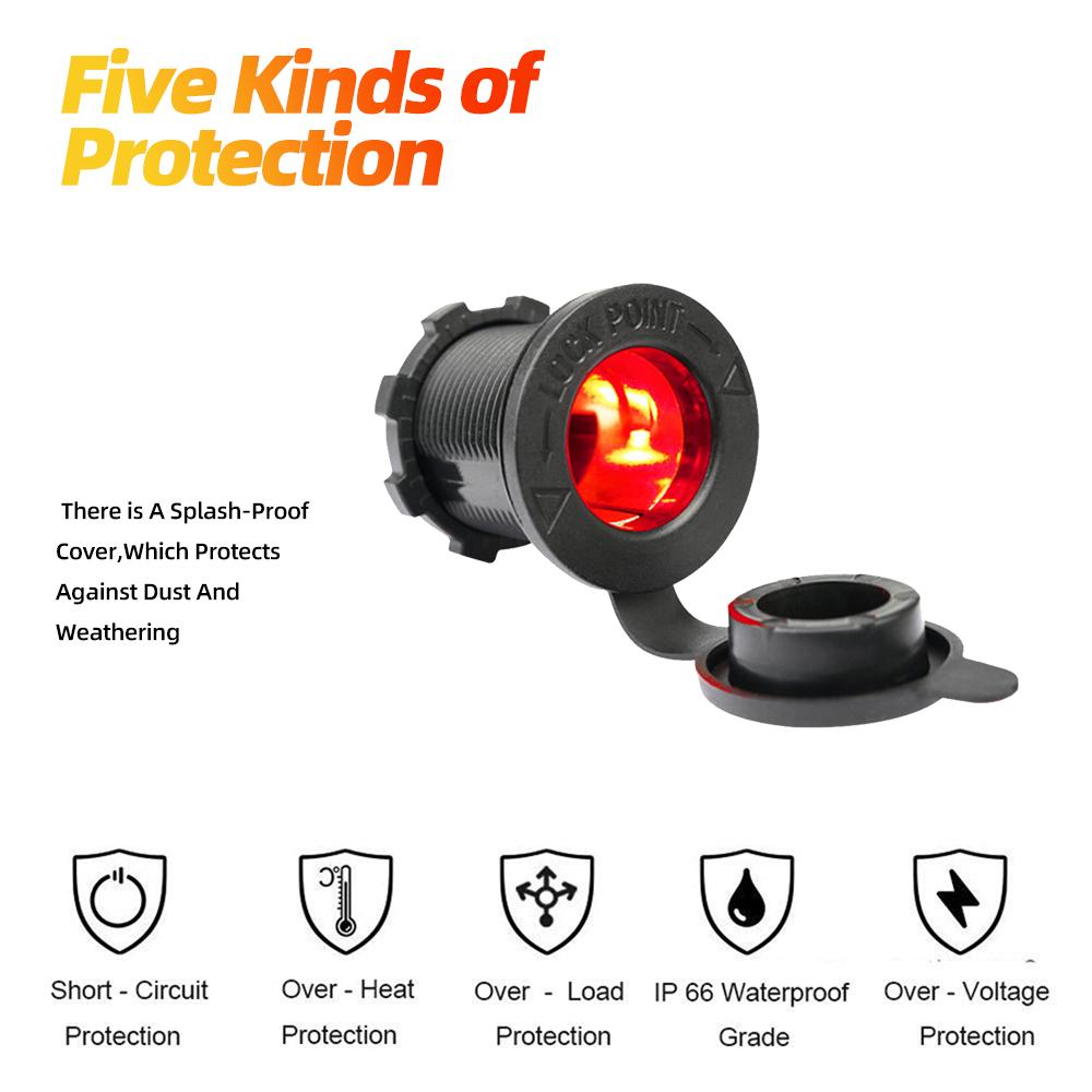 Гнездо прикуривателя для автомобиля, морского мотоцикла, квадроцикла, автофургона, розетка, розетка, водонепроницаемая вилка 12 В