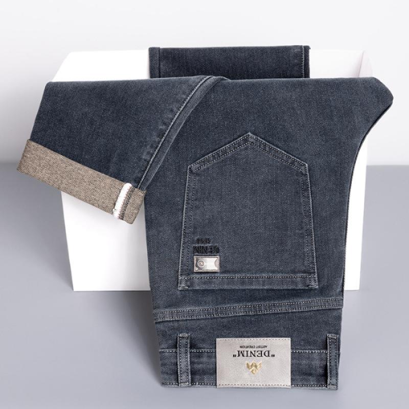 JYL Новые эластичные универсальные широкие модные джинсы мужские прямые толщина