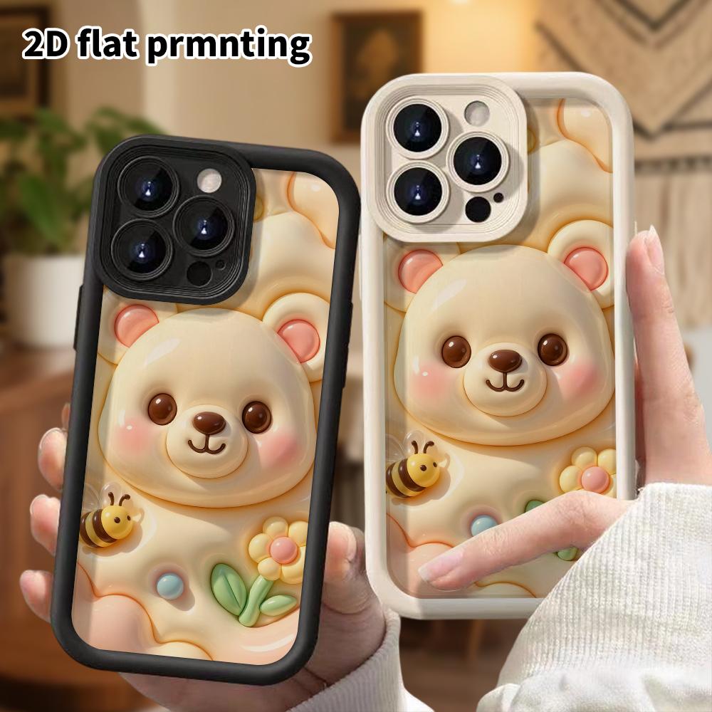 Чехол для телефона: 2D плоский дизайн, подходит для защитного чехла iPhone 18 17 16 15 14 13 Pro, голова медведя, идеальный подарок на Рождество и Хэллоуин