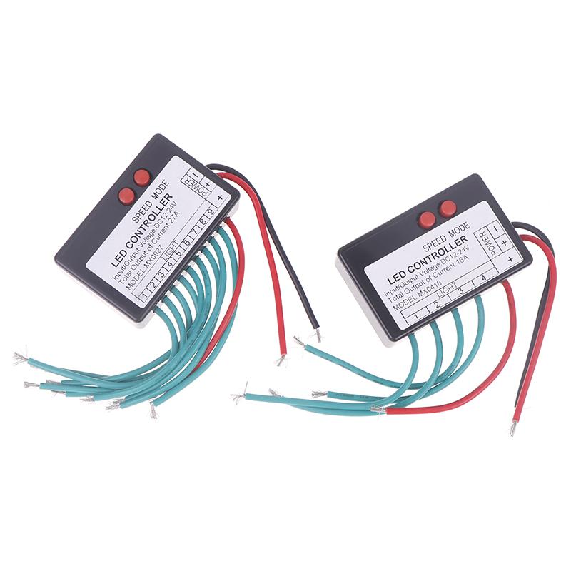 Контроллер светодиодной ленты 12В-24В 4 канала 9 каналов одноцветный Прыжок Вода Взрыв Вспышка Бегущий огонь Знак лошади Светящееся слово Открытый световой короб Переключатель