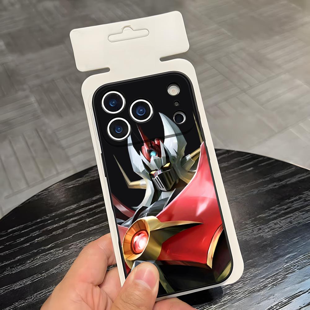 Чехол для телефона с мангой Мазингер Z Аниме для iPhone 17 Air 16 E Pro Max 15 14 13 Mini 12 Pro 11 Max Plus Черный Мягкий