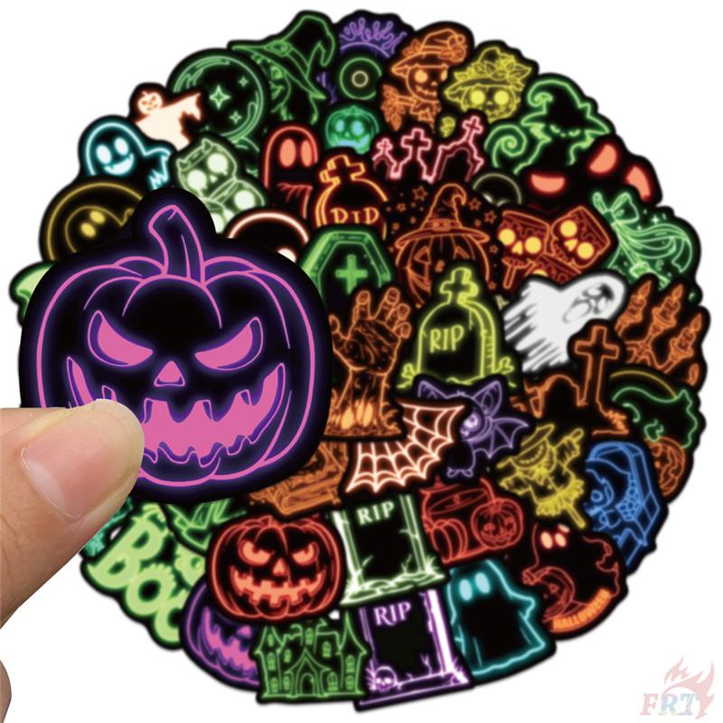 50Pcs/Set Neon Color. KUSO Funny Halloween Scary Horror Stickers DIY Fashion Waterproof Doodle Decals Stickers