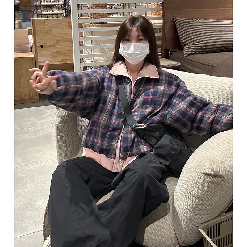 Хлопковая куртка в клетку в стиле ретро, двухсторонняя куртка для хлеба, мужская и женская, модная повседневная куртка для пары из плотной шерстяной ткани