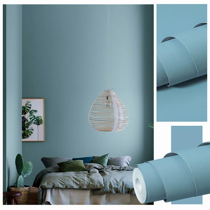Solid Color Self-adhesive Simple Warm Bedroom Living Room Decor Waterproof Background Wall Paper Furniture Renovation