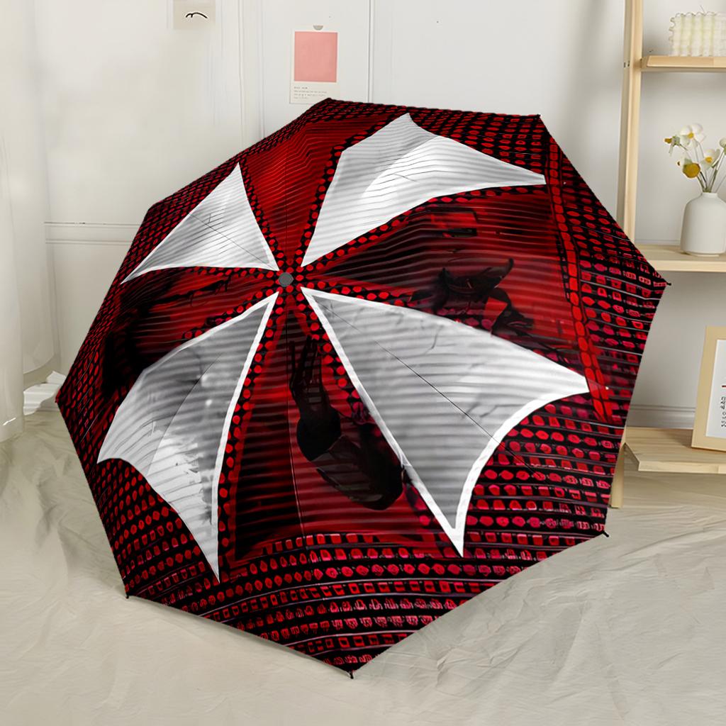 Umbrella Corporation Emblem Compact Travel Automatic Umbrella Compact 8-Rib Design Compact Design for Outdoor Daily Use Outdoor Accessory