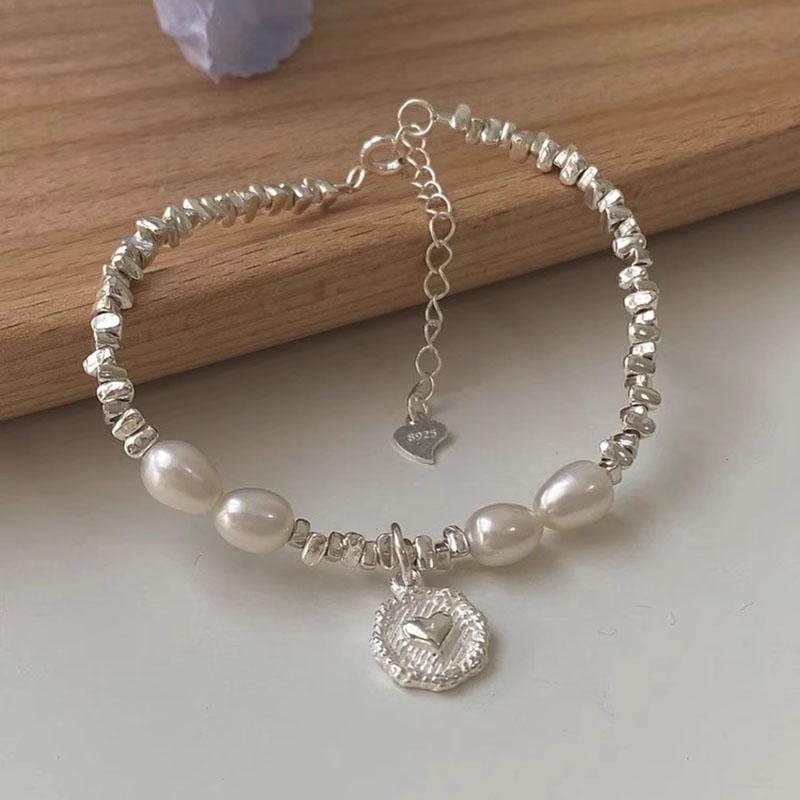 1 Pc Irregular LOVE Heart Pearl Bracelets for Women Couples Simple Vintage PartyJewelry Accessories