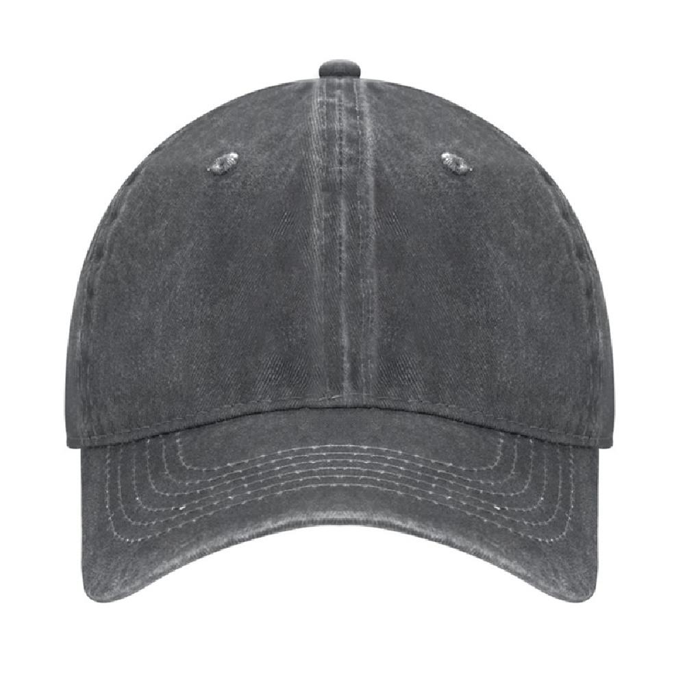 Vintage Distressed Denim 6-Panel Baseball Cap with Customizable Logo Curved Brim Ready to Ship for Unisex