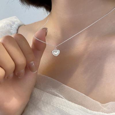Серебряный кулон-сердце с перламутром S925, женская цепочка на ключицы, легкая роскошь