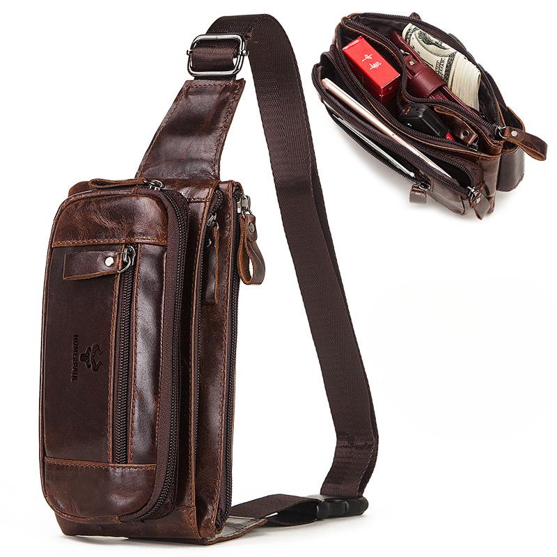 Кожаная мужская поясная сумка из коровьей кожи, многофункциональная нагрудная сумка в стиле ретро с плечевым ремнем