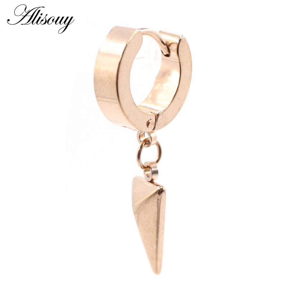 Alisouy 2 шт. серьги-гвоздики Huggie Hoop из нержавеющей стали для женщин и мужчин, треугольные серьги-подвески в стиле панк-хип-хоп, готические серьги
