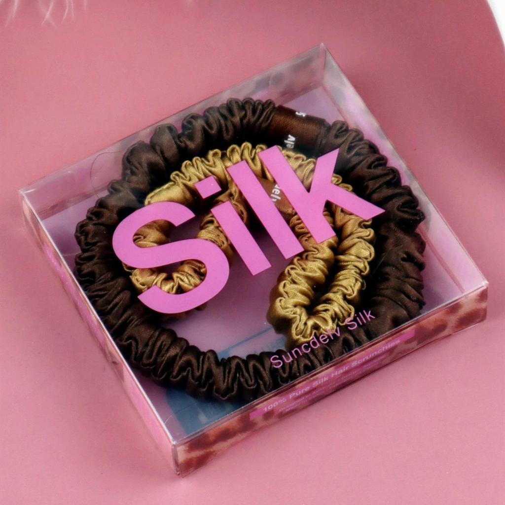 2PCS 100% Silk Hair Scrunchies For Women Girls High Quality Hair Ties HairBands Silk Suitable for Valentine's Day 22Momme Silk Hair Accessoires