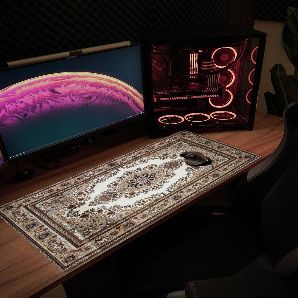 XXL Persian Traditional Rug Floral Large Mousepad Vintage Oriental Pattern Deskmat Non-Slip Rubber Gaming Pc Keyboard Gamer Mats