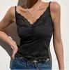Lace Stitching Deep V Sling Sexy Slim Navel-Baring Tank for Women - Summer 2021 European & American Style