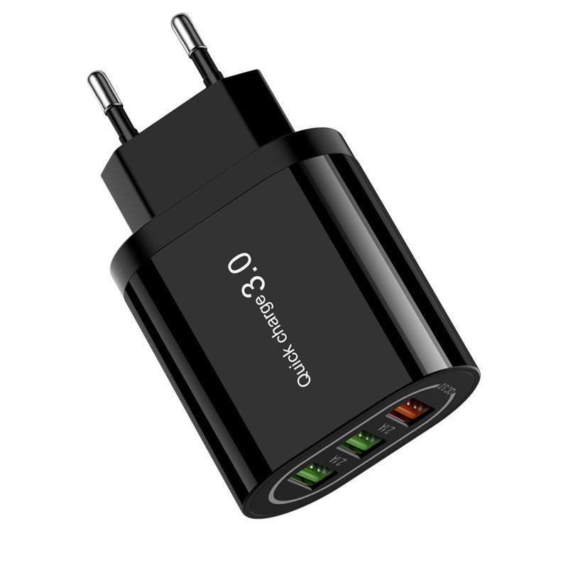 3-портовое USB-зарядное устройство 2,4 А QC3.0, стандарт ЕС/США, умный дорожный адаптер для мобильных телефонов