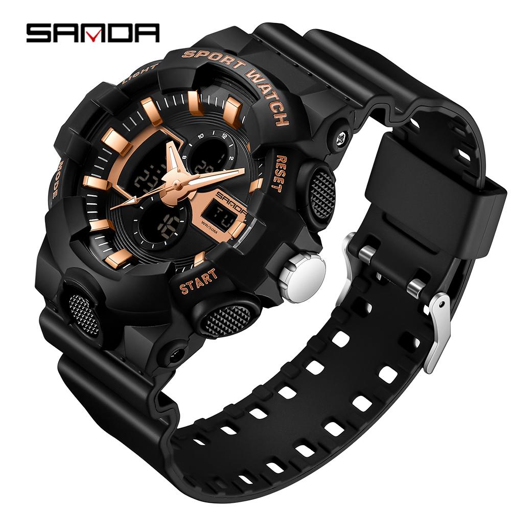 Новые мужские молодежные студенческие часы SANDA, модные трендовые светящиеся персонализированные электронные часы для занятий спортом на открытом воздухе