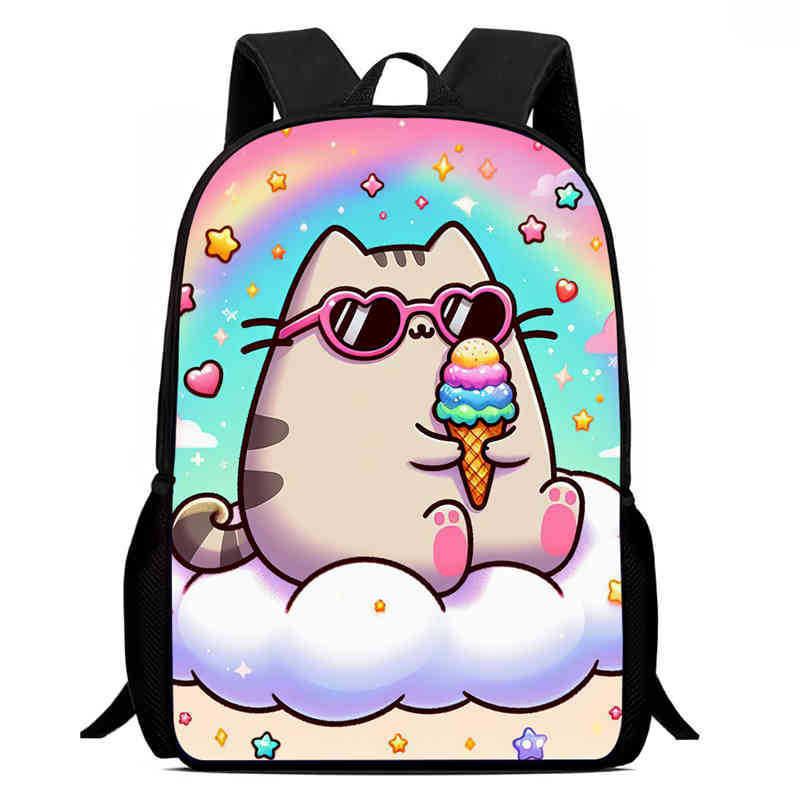 Детский рюкзак Pusheen Cat из ткани Оксфорд, дышащий, прочный, легкий, школьная сумка для учеников начальной школы