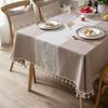 Christmas Reindeer Tablecloth Linen Cotton Rectangular Table Cover with Fringe Luxury Dining Table Decor