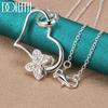 DOTEFFIL стерлингового серебра 925 пробы в форме сердца в рамке с бабочкой 18 дюймов кулон ожерелье для женщин свадебная вечеринка модные украшения