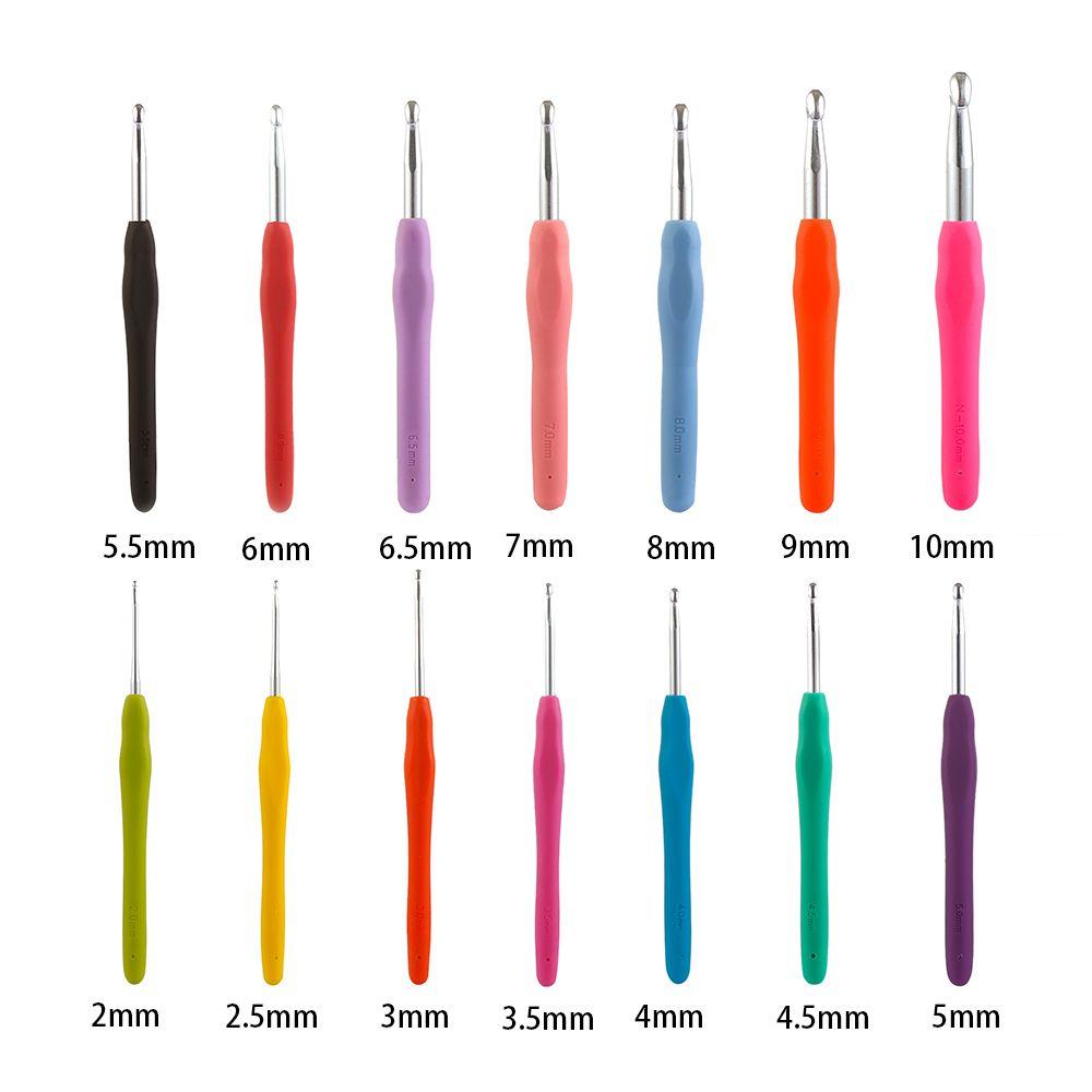 2.0-10mm Multicolor Craft Tools Ergonomic Handle Weave Yarn Knitting Needles Crochet Hook Aluminum