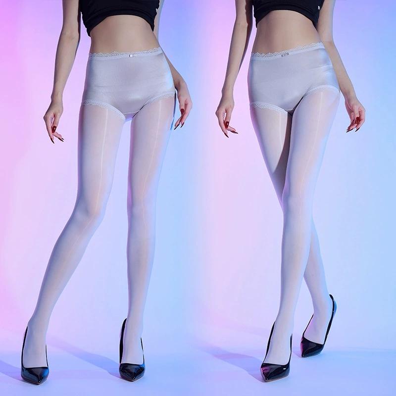 Роскошные женские чулки с лошадиным маслом, кружевные, бесшовные в области ластовицы, гладкие шелковистые колготки, женские колготки для ночного клуба с высокой талией, моделирующие, тонкие