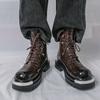 Мужские ретро ботинки на платформе с толстой подошвой в панк-стиле, ботинки-лифты в уличном стиле, мотоботы с большой головой, высокие ботинки, большой размер