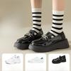 Women's Autumn and Winter Black and White Striped Anti-odor Mid-calf Socks, High Calf Socks, Sports Long Calf Socks