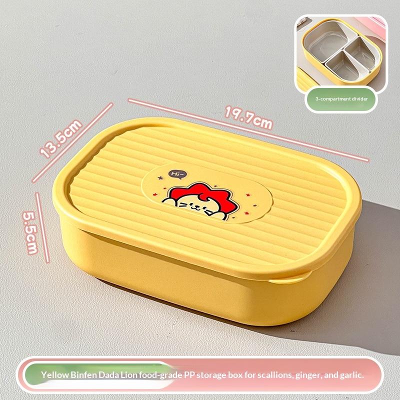 3 Compartment Food Storage Box Food Grade Cute Rabbit Print BPA Free Reusable Containers for Refrigerator Travel Use