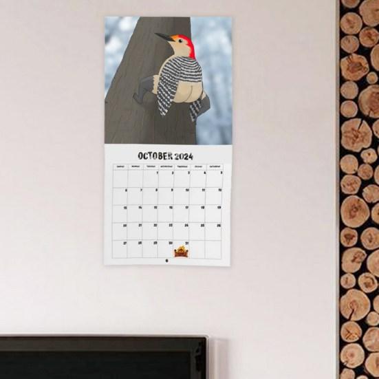 Настенный календарь на 2024 год с рисунком птицы, большой письменный планировщик, ежедневные мероприятия, забавный настенный календарь